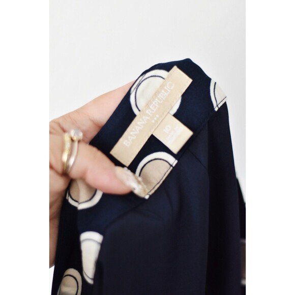 Banana Republic Mini Skirt Woman's M Navy Polka Dot Pleated Twee Retro Pin Up - Picture 6 of 8